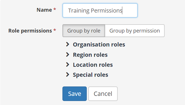 Naming a permission rule set.