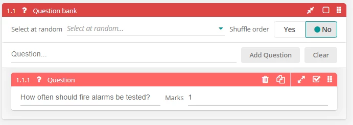 Question showing on list.
