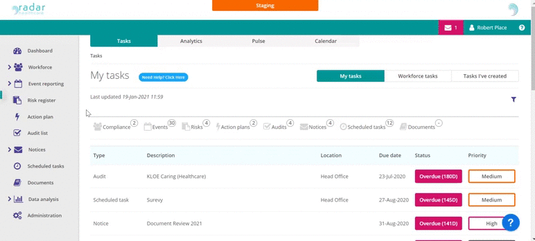Downloading the Risk Register.
