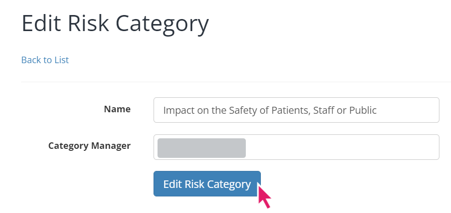 Completing the edit of a risk category.