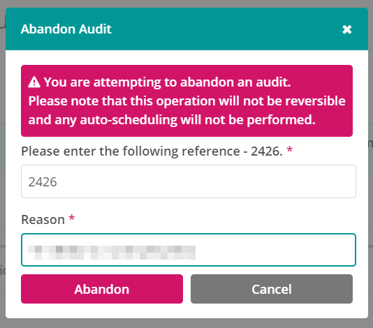 Abandoning an audit.