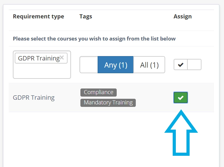 Selecting a compliance requirement
