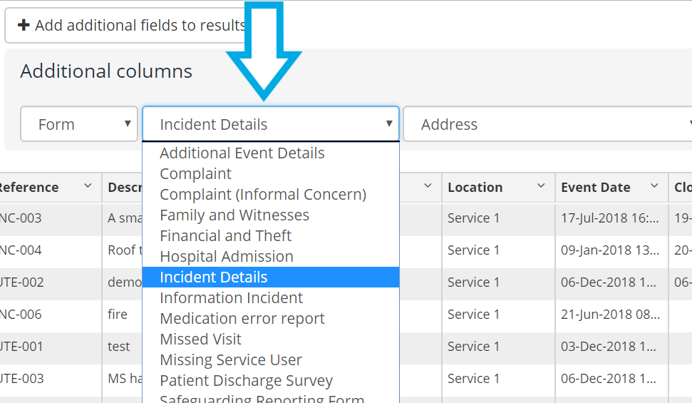 Incident details form.