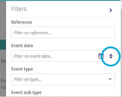 Sort by event date