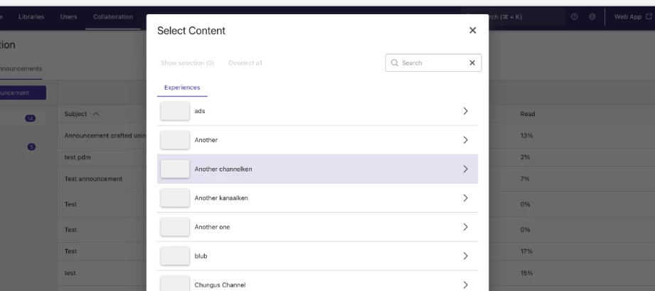 Showpad | March 2026 | WebApp Content Picker Support for Announcements and Spotlights