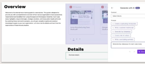 Showpad | May 2026 |AI-powered content generation for page blocks (text and image)