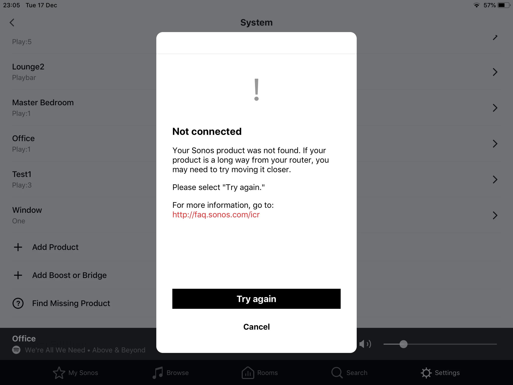 sonos play 5 flashing white light