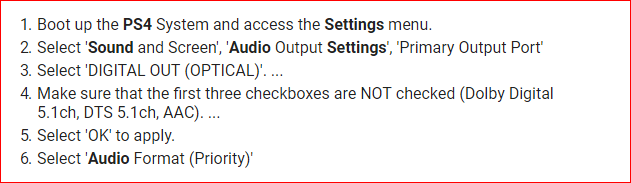 Problems getting 5.1 to my sonos surround to work PS4 pro and PC