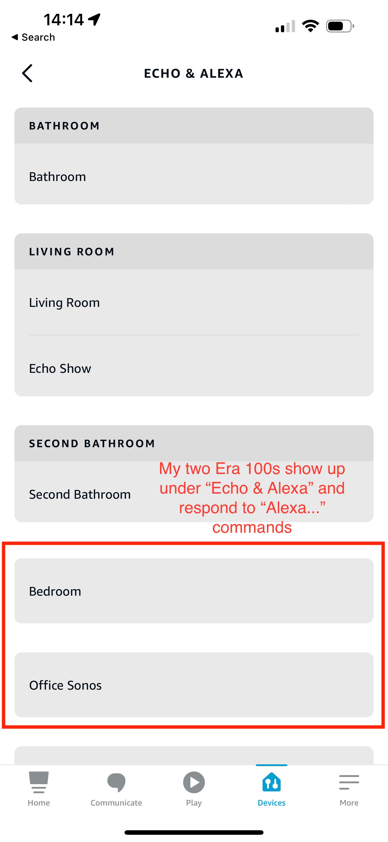 Unable set Sonos Era 100 Alexa-enabled device in room/group using Alexa app |