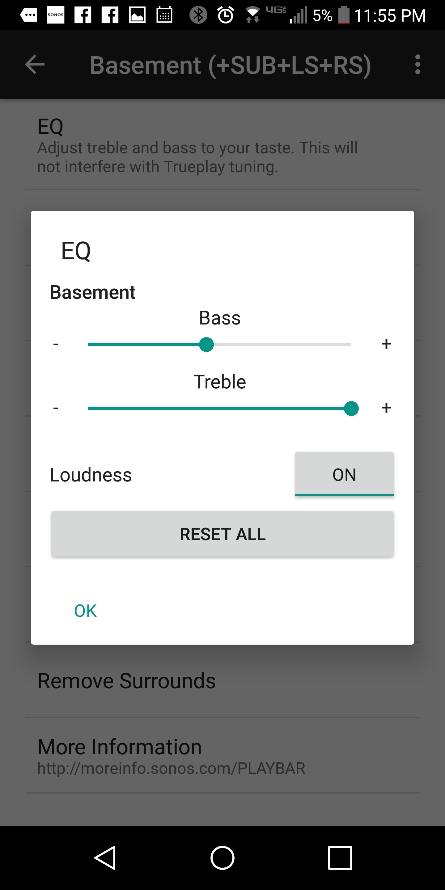 sonos beam loudness setting