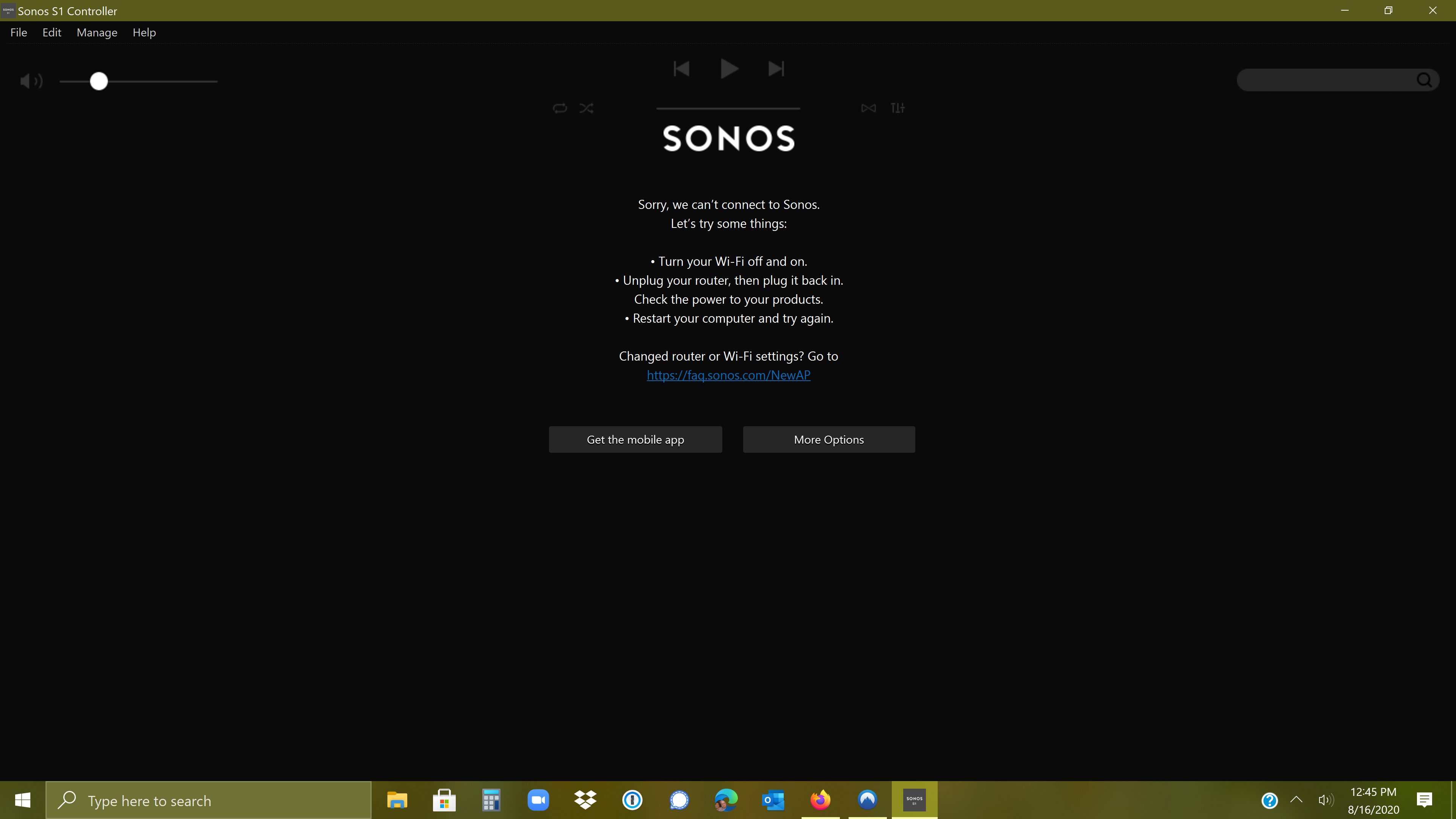 Site line elleve Parlament S1 System/App Not Connecting to Windows 10 Laptop. | Sonos Community