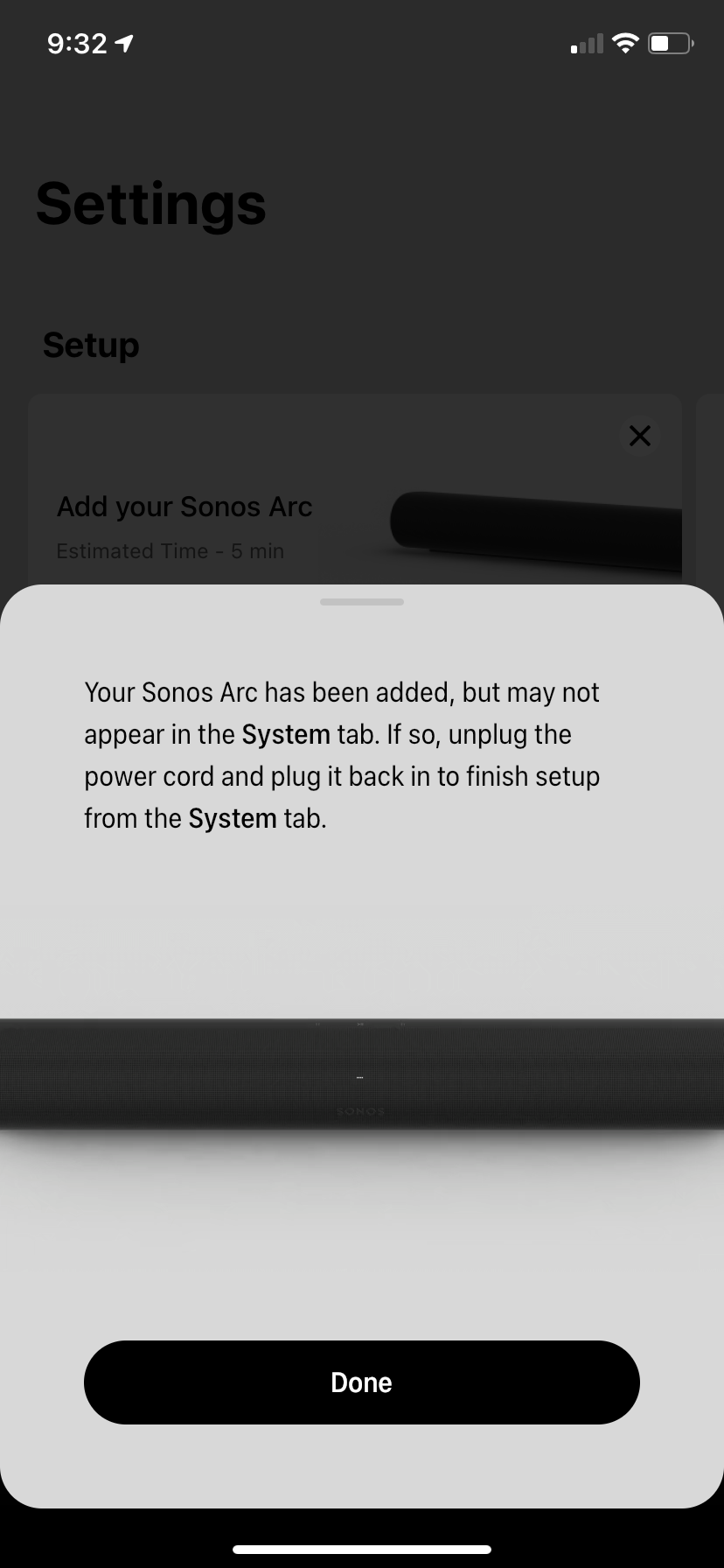 Sonos added but wont show up in system | Sonos
