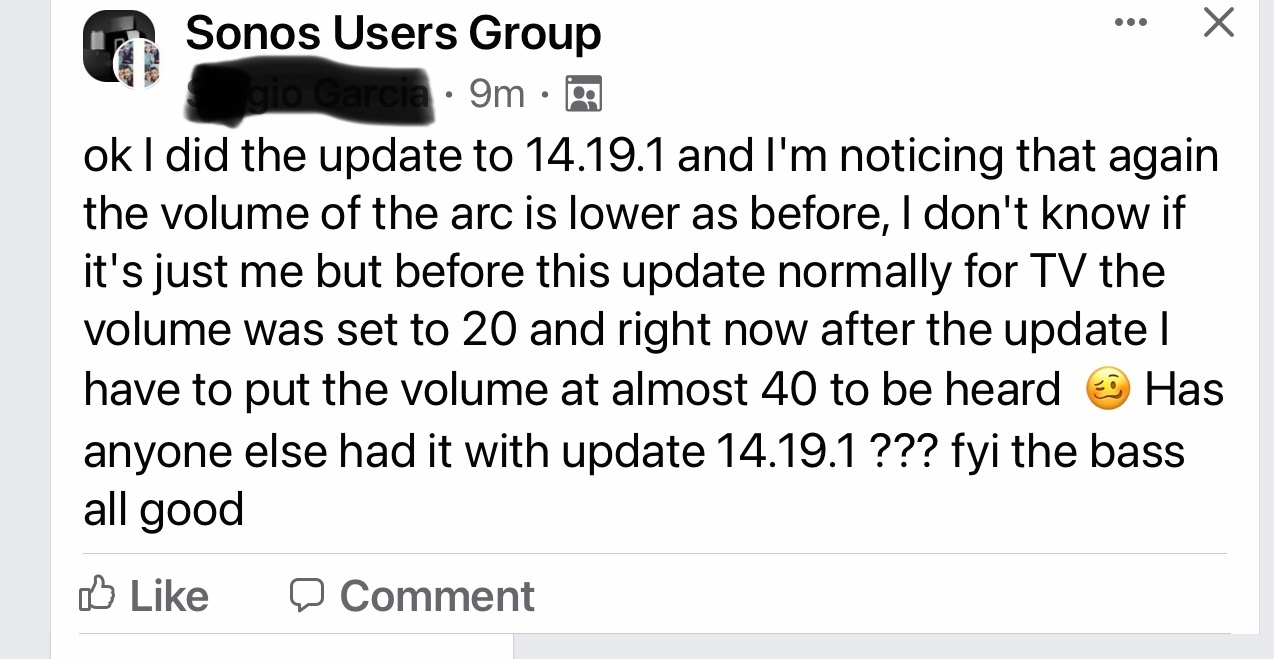 update low volume issue….. Sonos Community