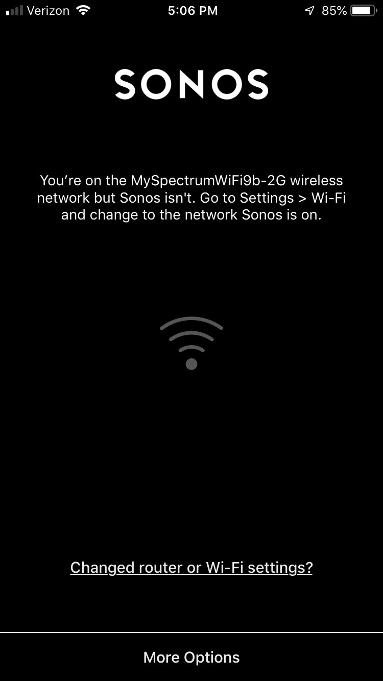 connecting sonos one to new wifi