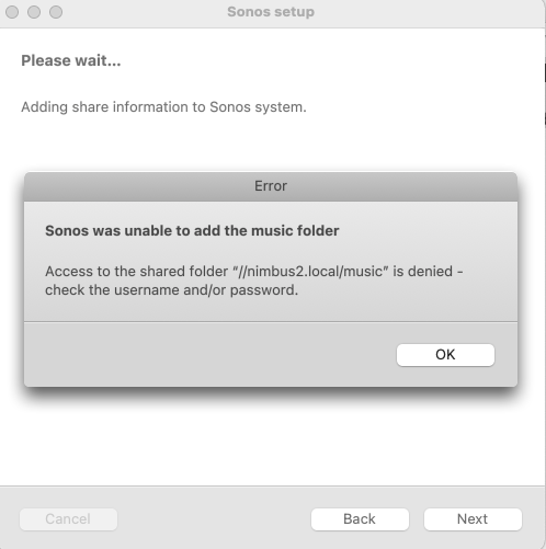Suddenly Sonos access Synology DS218+ - " check the username and/or password" | Sonos Community