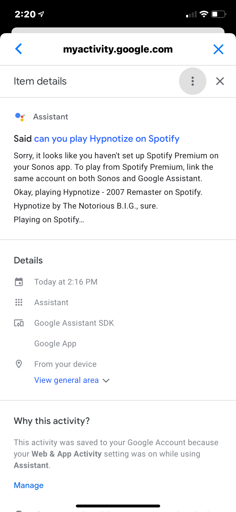 Google assistant can't play - not linked to same |