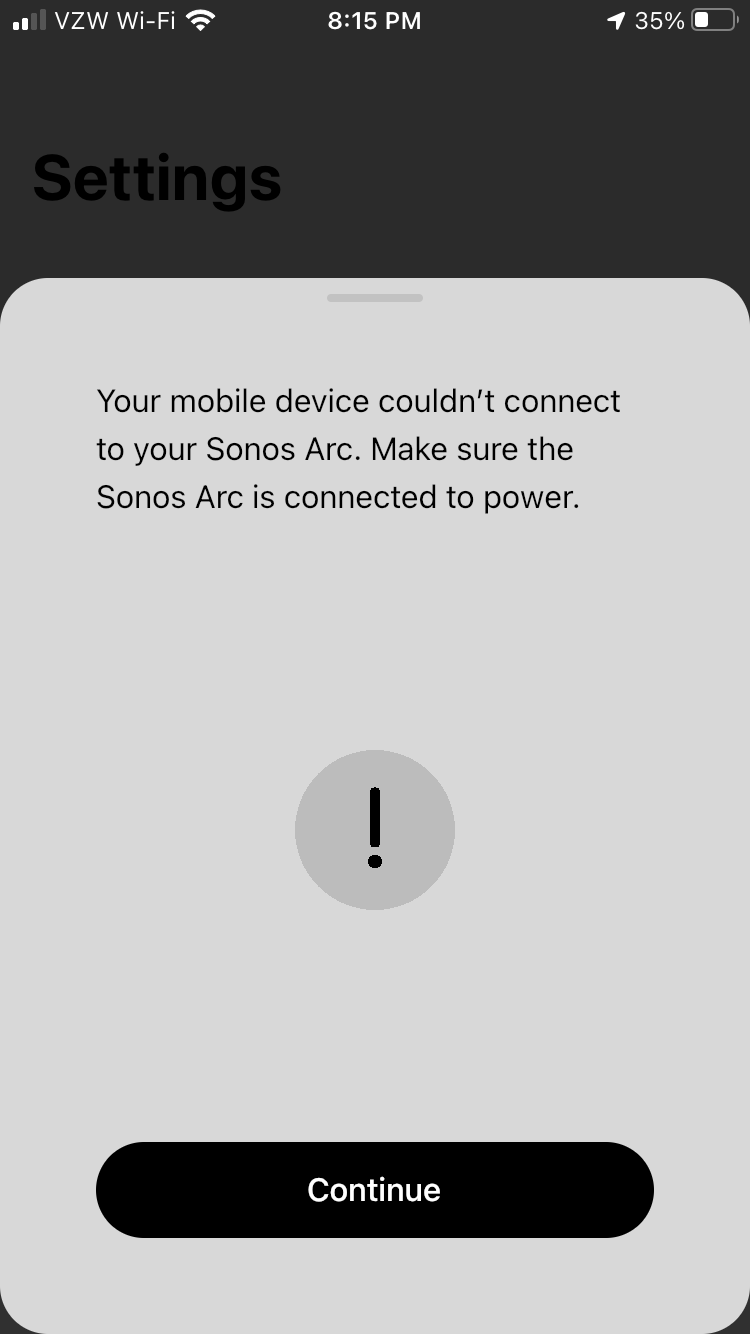 solo Reden halfrond Ios Iphone 8 can not setup Sonos Arc | Sonos Community