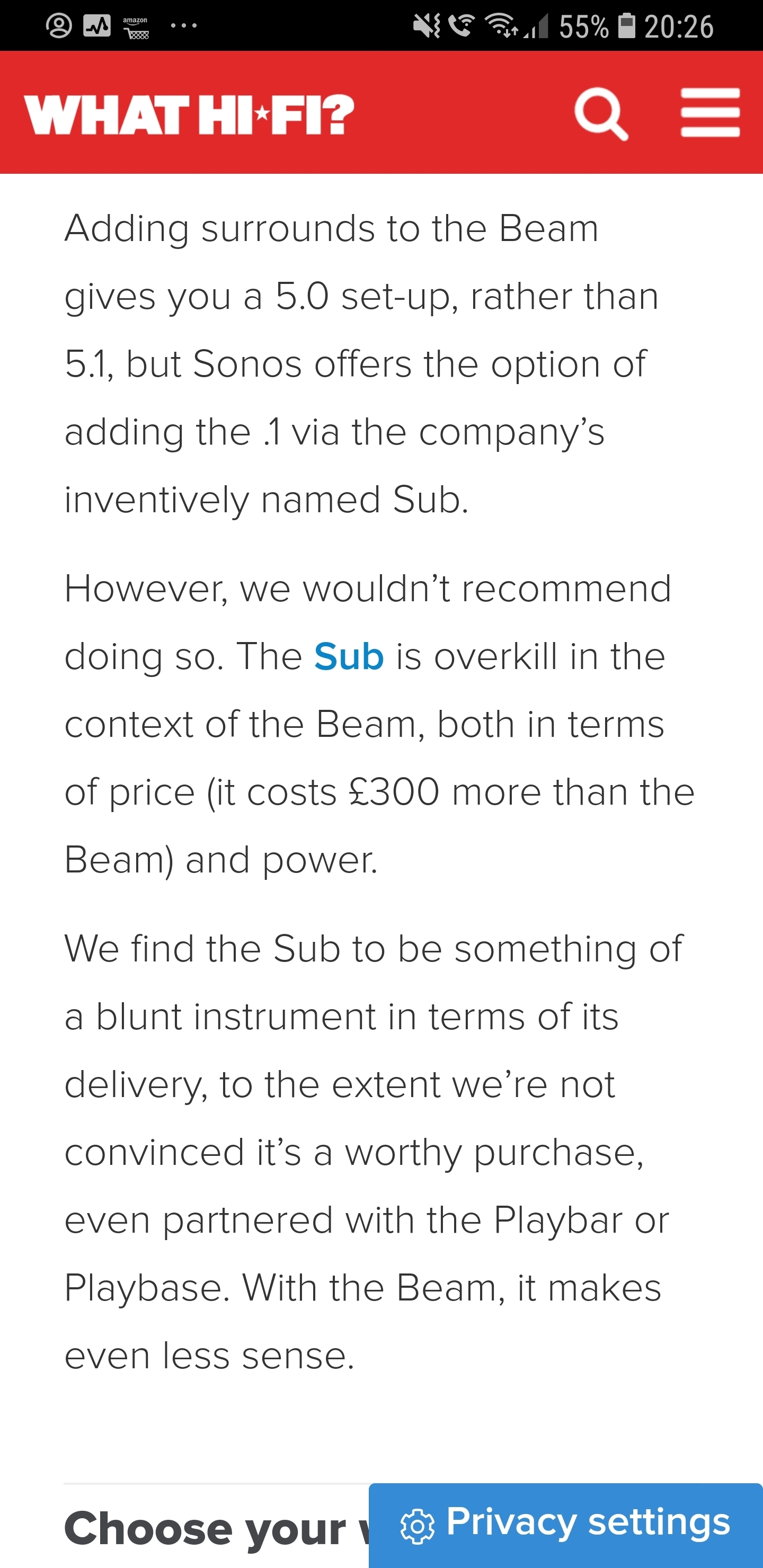 dyd Vejnavn visuel What Hi-Fi article on Beam tips, questionable statement | Sonos Community