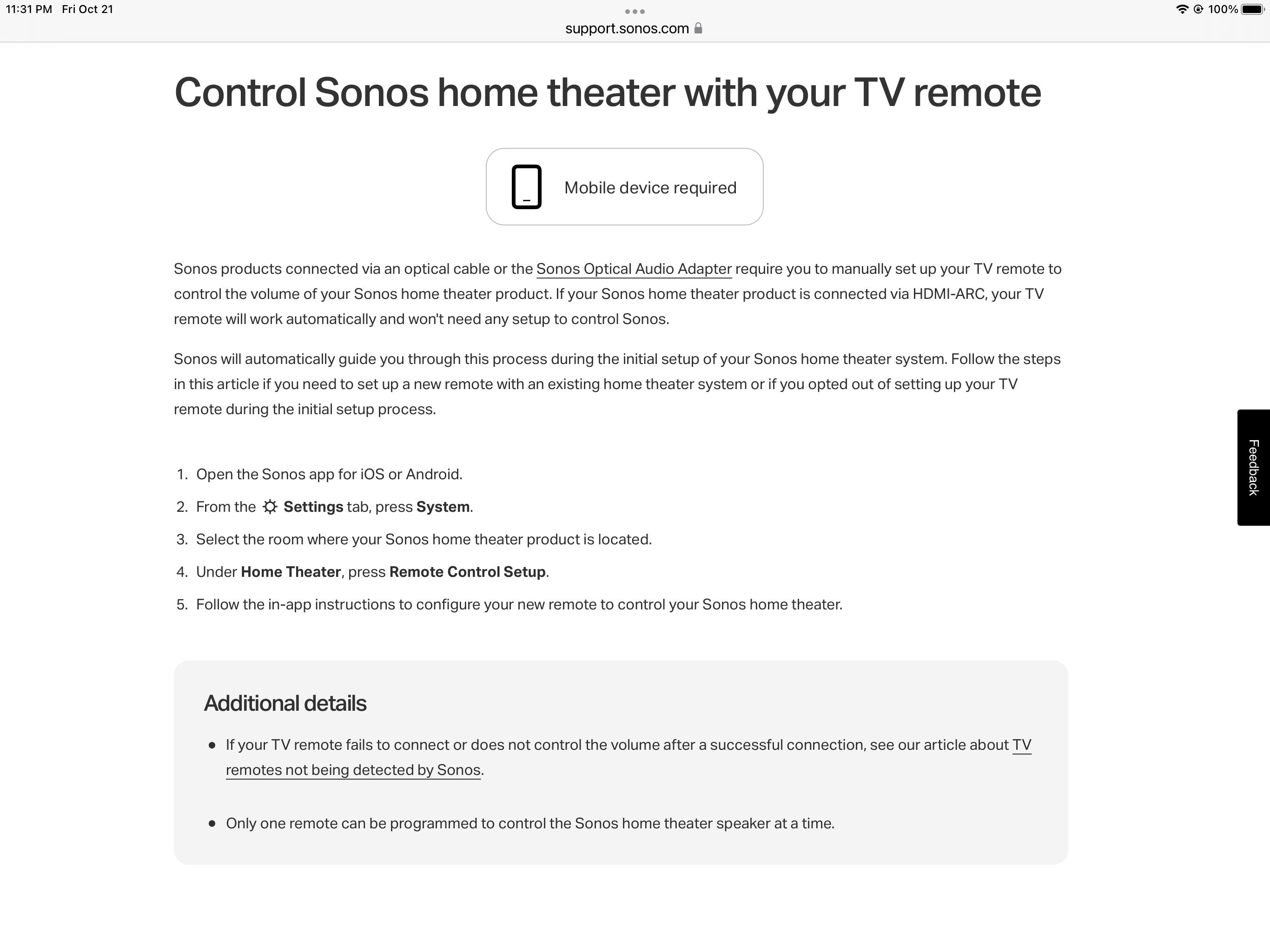 control arc sound | Sonos
