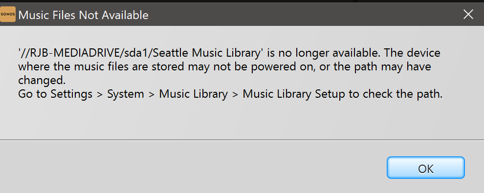 meddelelse Kompleks pålægge Won't Update Music Library | Sonos Community