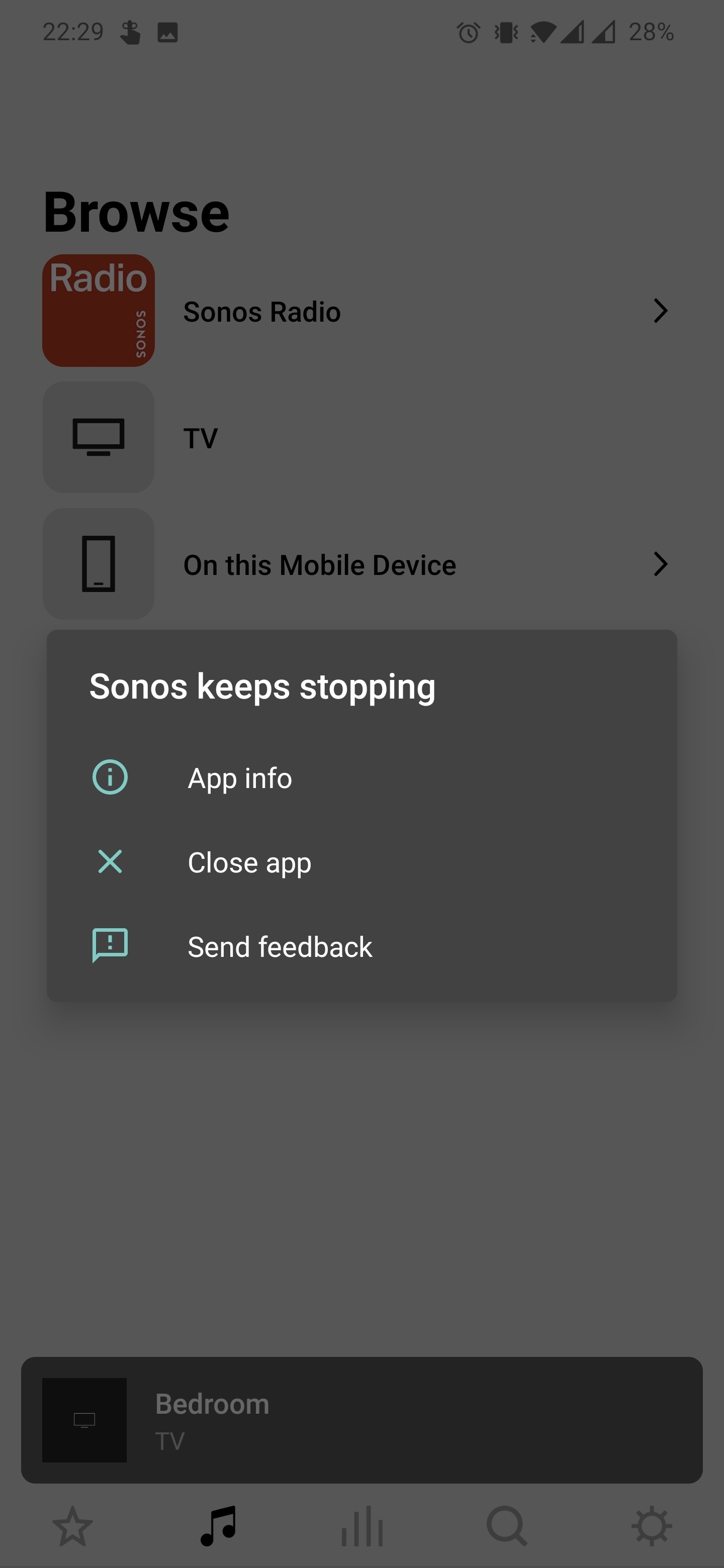 Derive klamre sig bladre Unable to use Sonos app on Android after latest update | Sonos Community