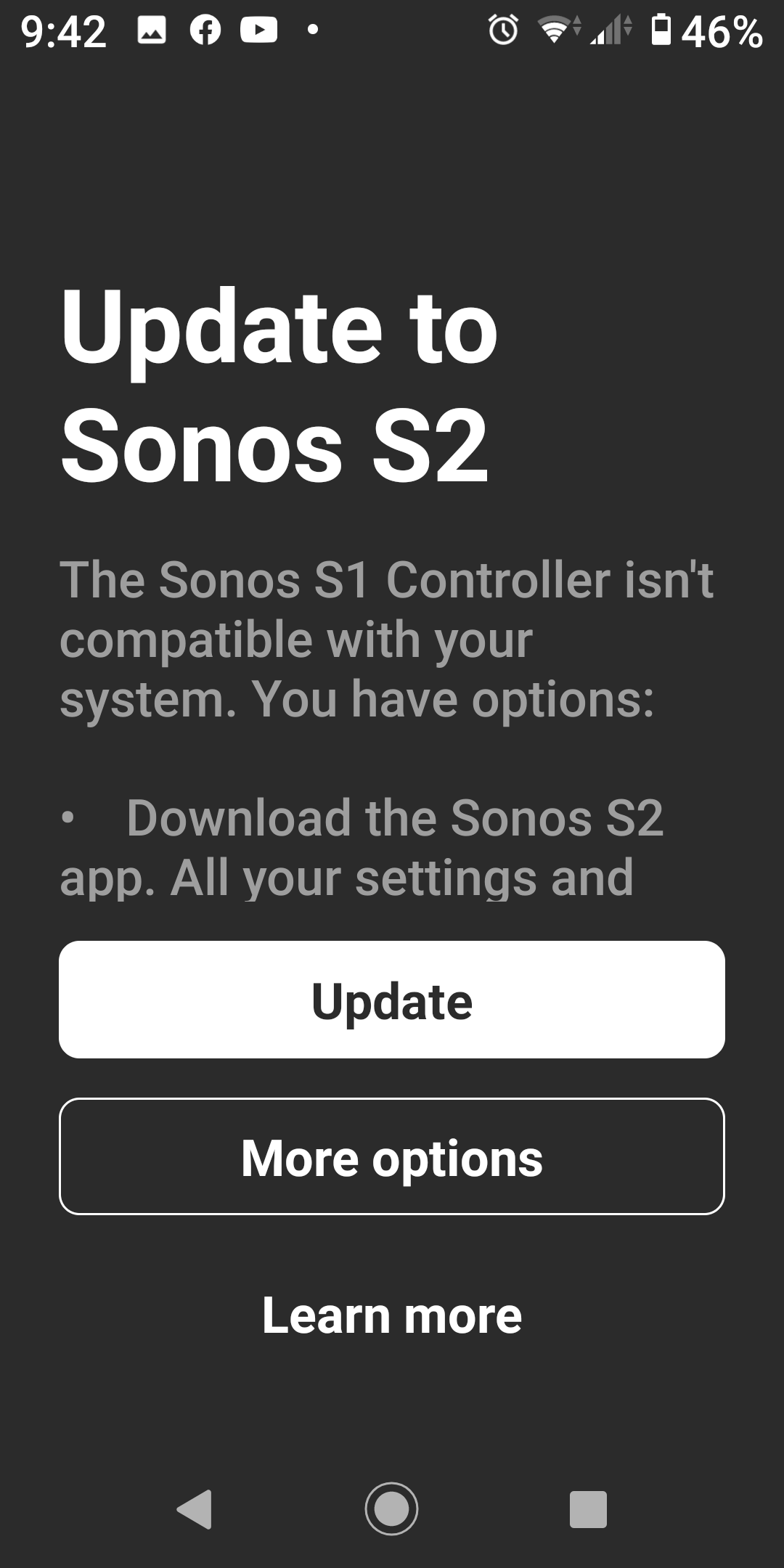 mistet hjerte Syge person Mordrin How to stop S1 to S2 update | Sonos Community