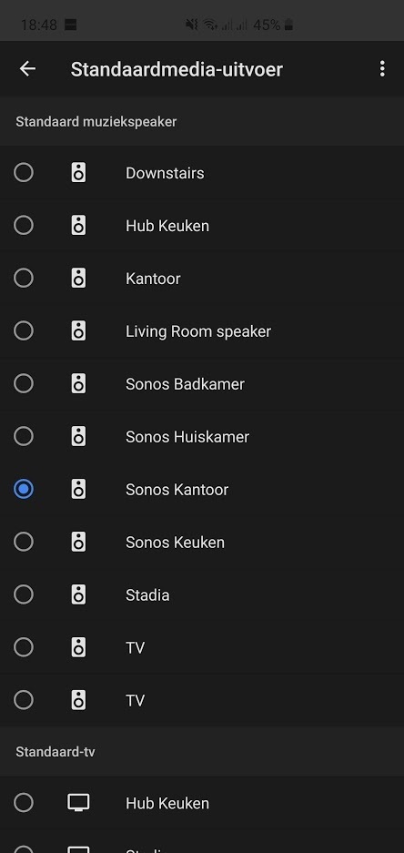 google home sonos default speaker