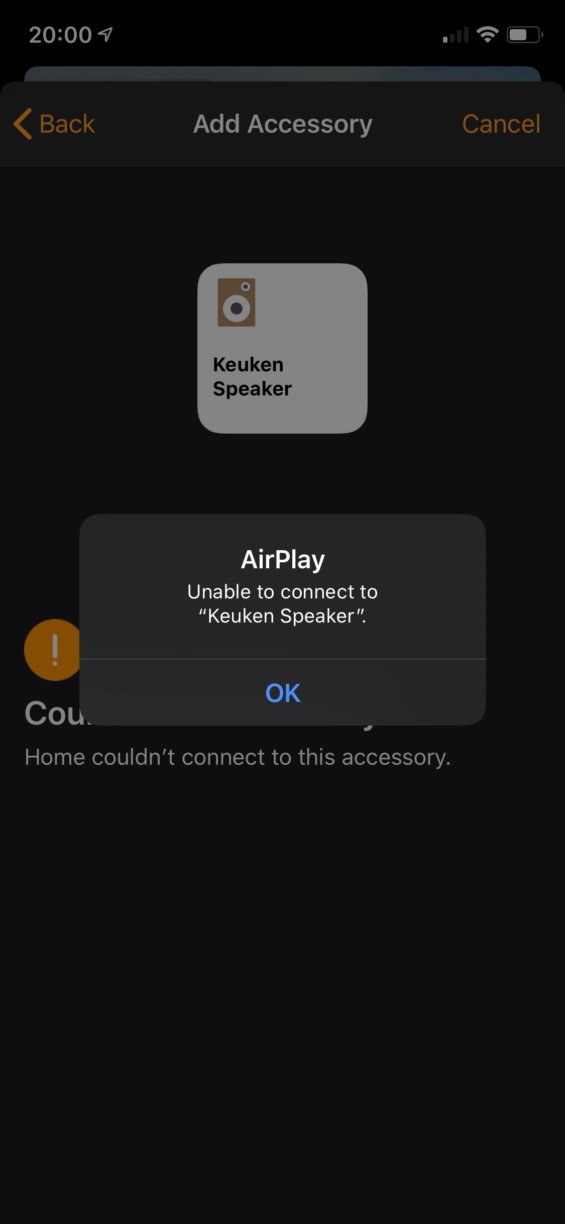 Airplay unable to 2024 connect to sonos