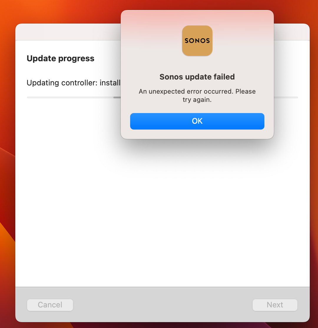 lige løber tør grus Controller update fails on macOS Ventura 13.0 | Sonos Community