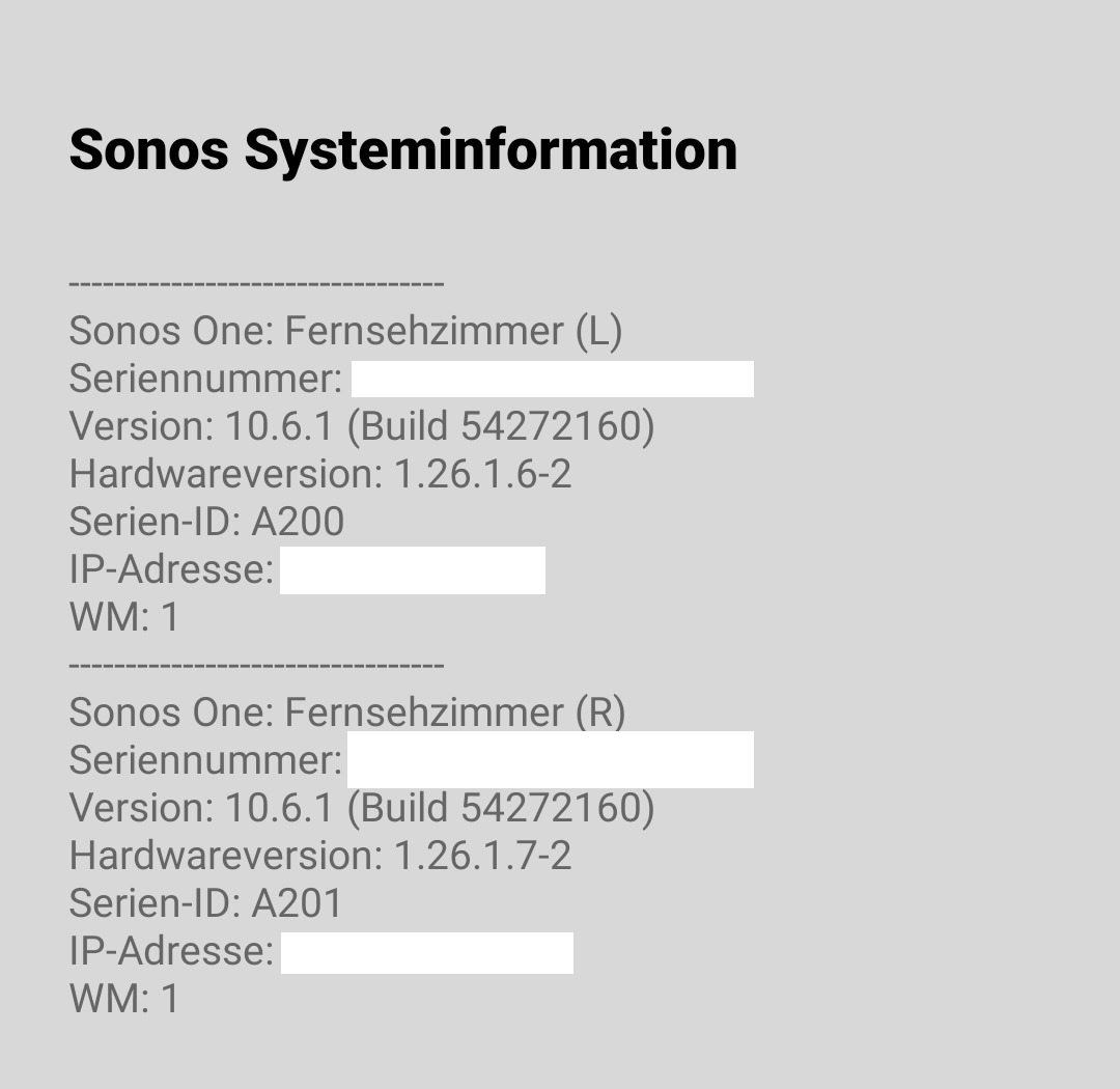 SONOS ONE Need Whats the Difference between Hardwareversion and ID. | Sonos Community
