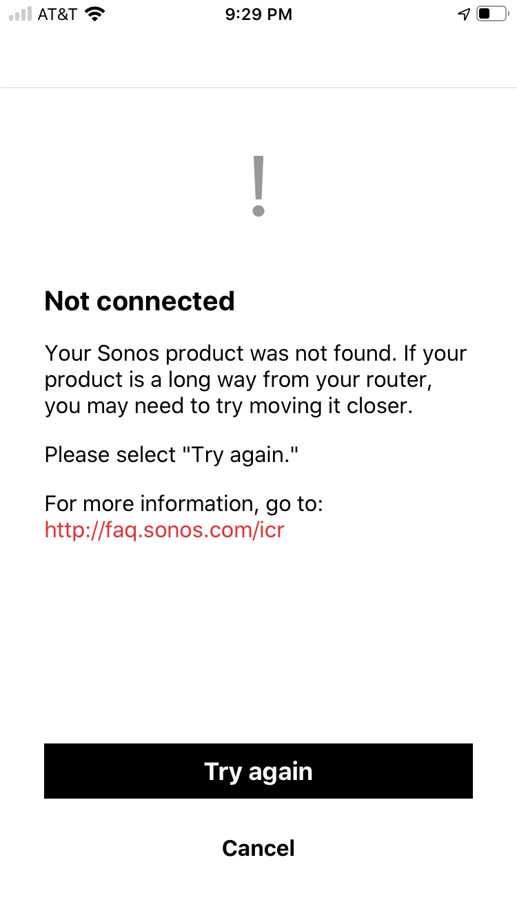 sonos play 1 blinking orange