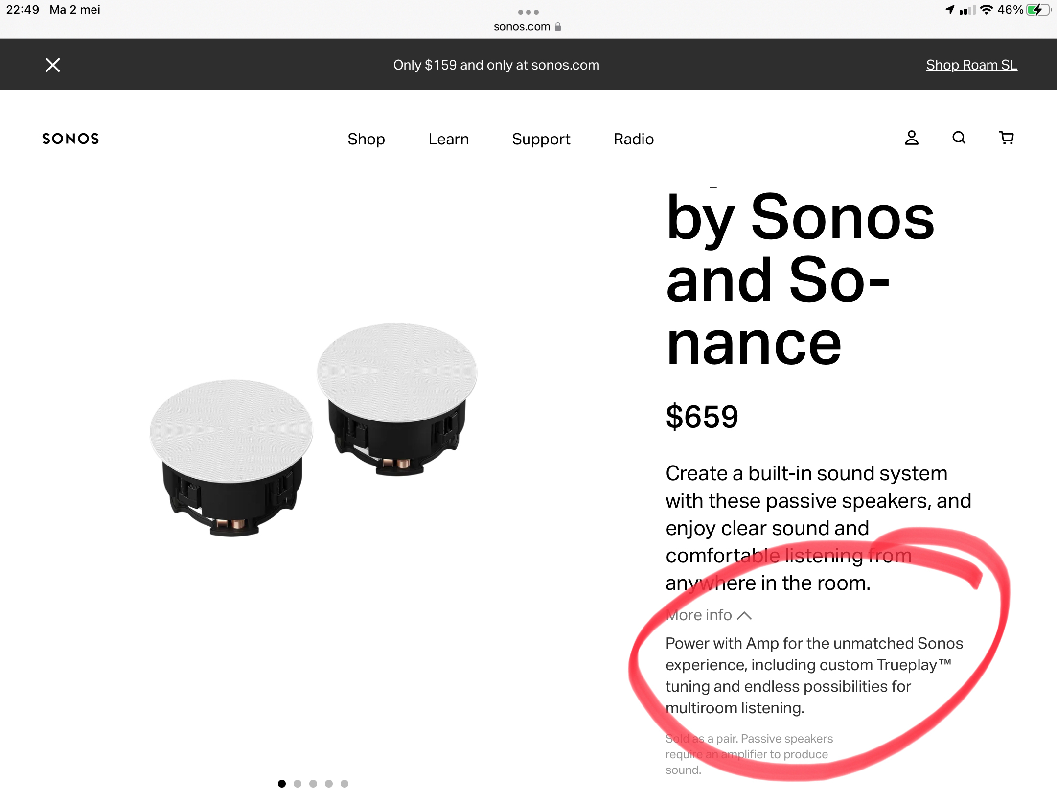 Do Sonos in ceiling speakers need an amp if they are and go with Sonos