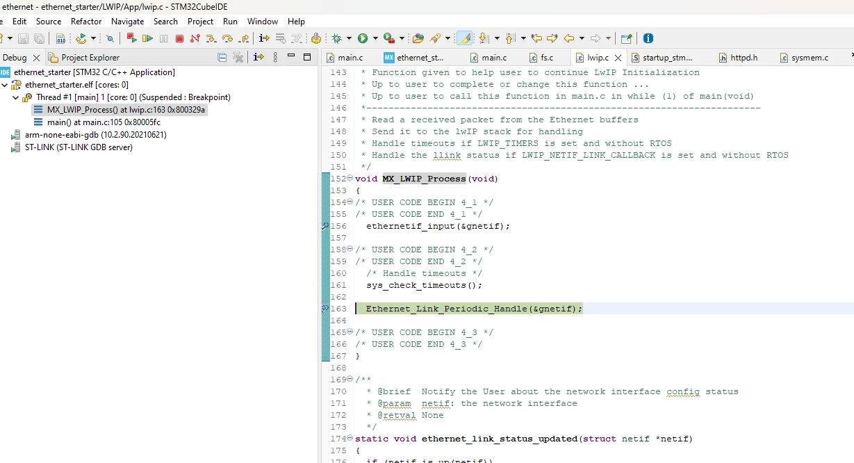 Debugger output