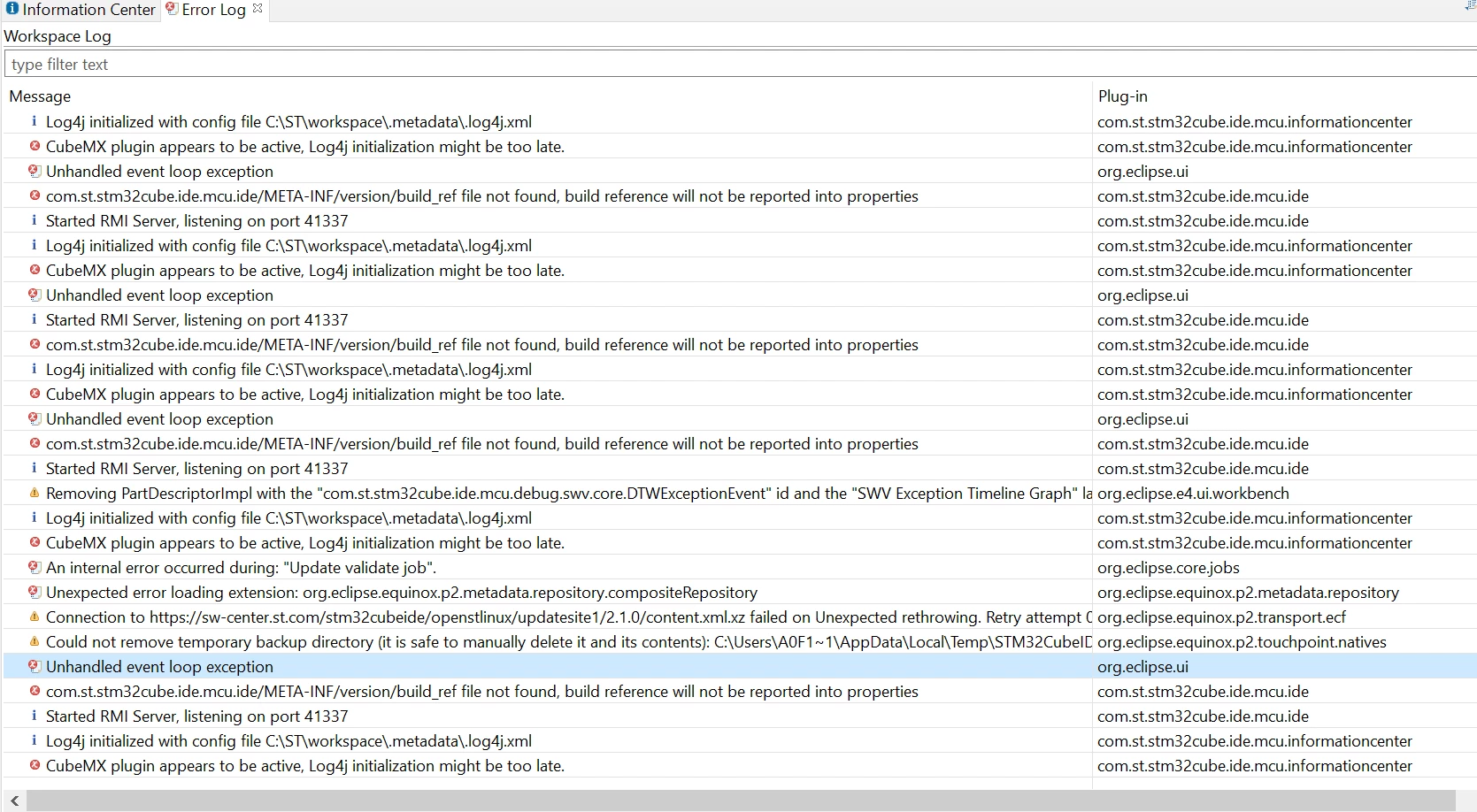 Cube IDE give error "Unhandled event loop exception Java heap space ...