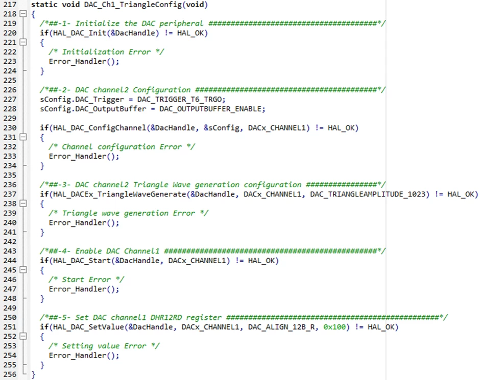 Figure 5:&nbsp;Original source code without the ioc: code for the DAC_Ch1_TriangleConfig function.