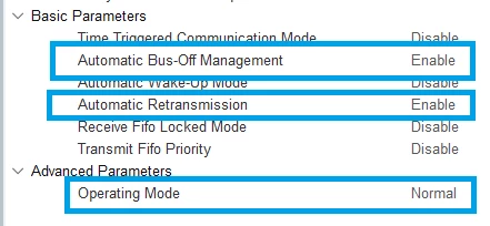 Figure 10. CAN peripheral settings