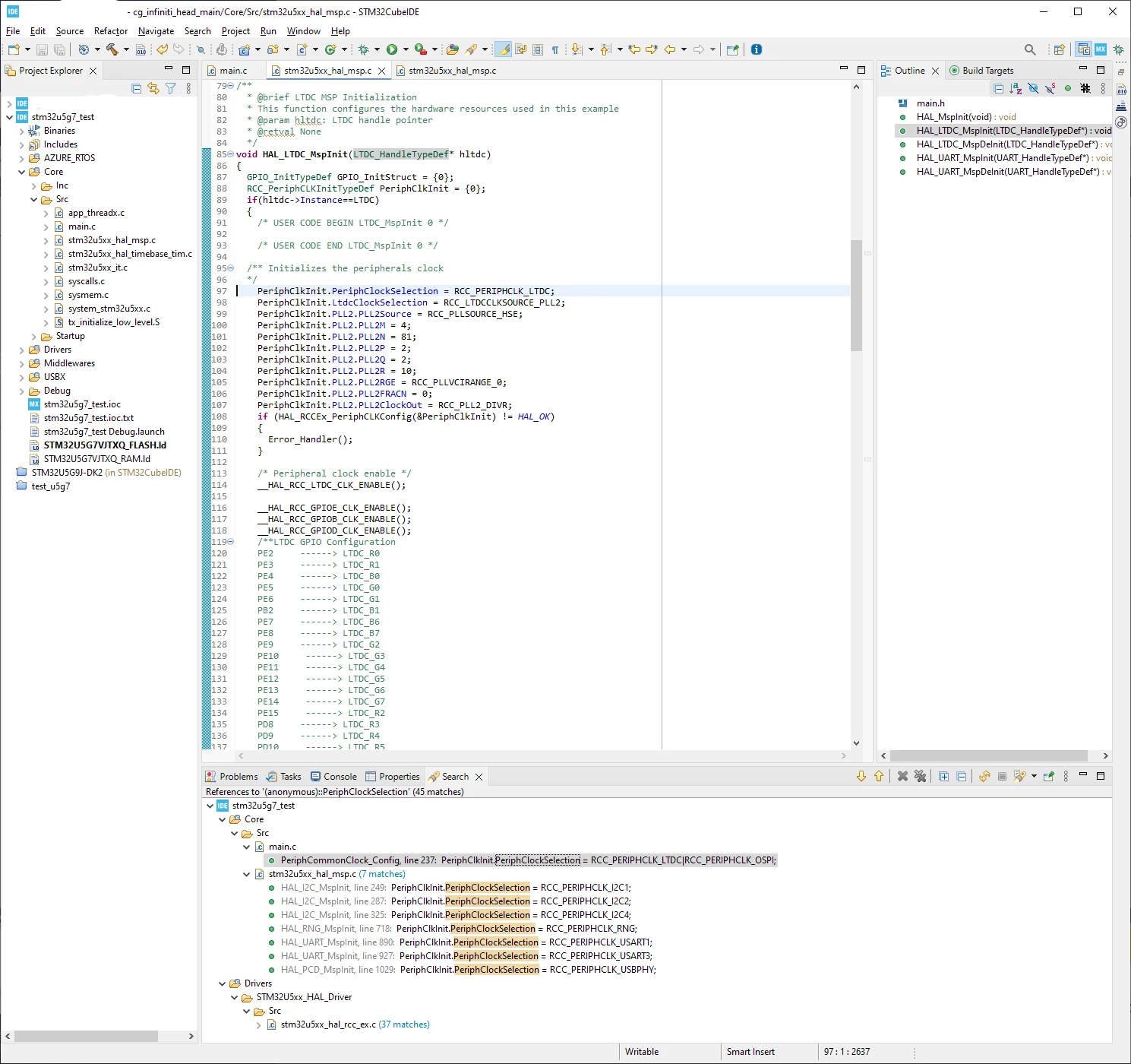 Clock init code generated