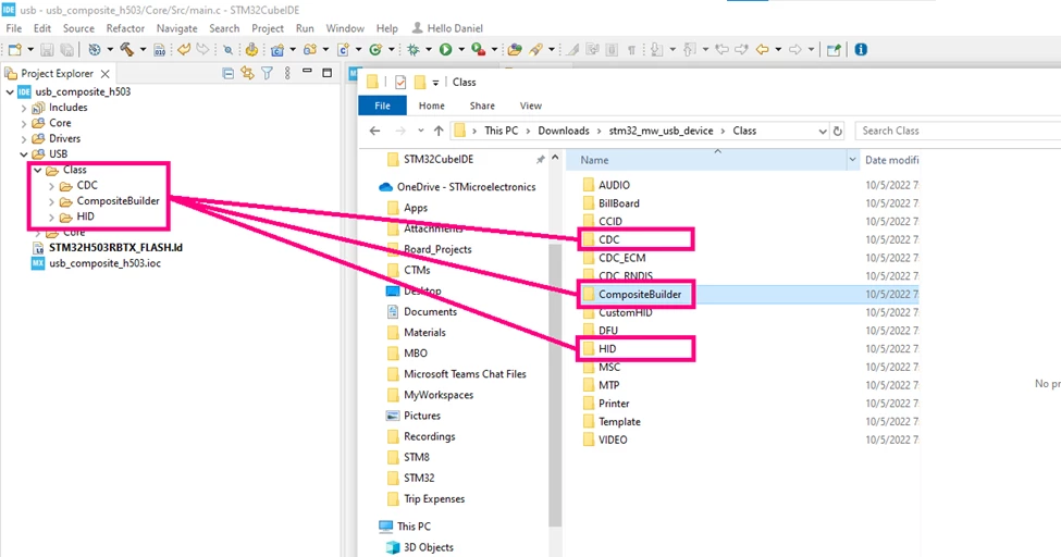 Figure 13. Importing files and folders - STM32CubeIDE