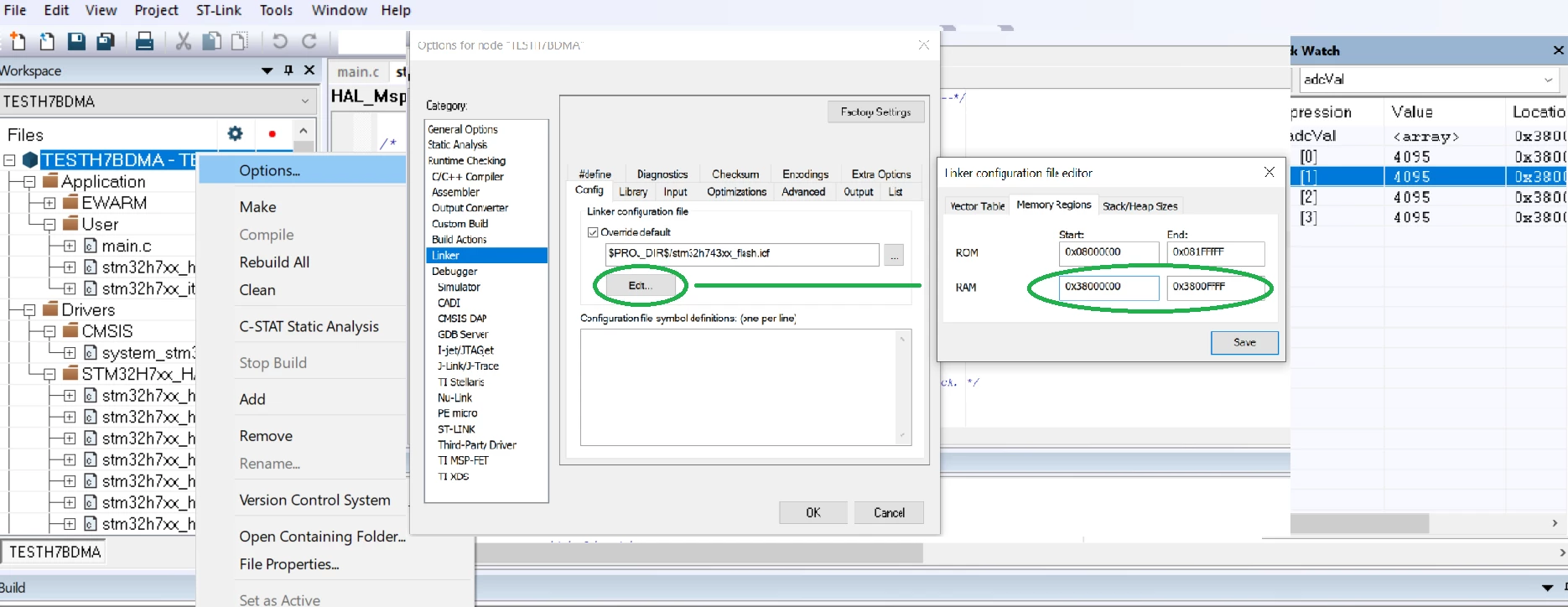 [STM32h7] ADC3 BDMA Transfer error (Buffer located in SRAM4) | Community