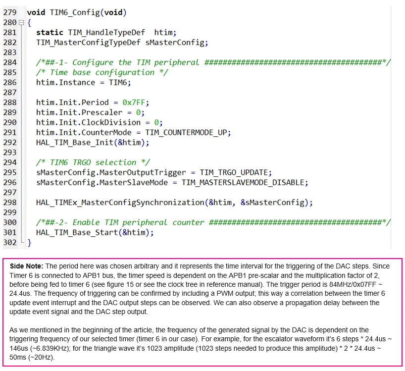Figure 10: Original source code without the ioc: timer 6 configuration.