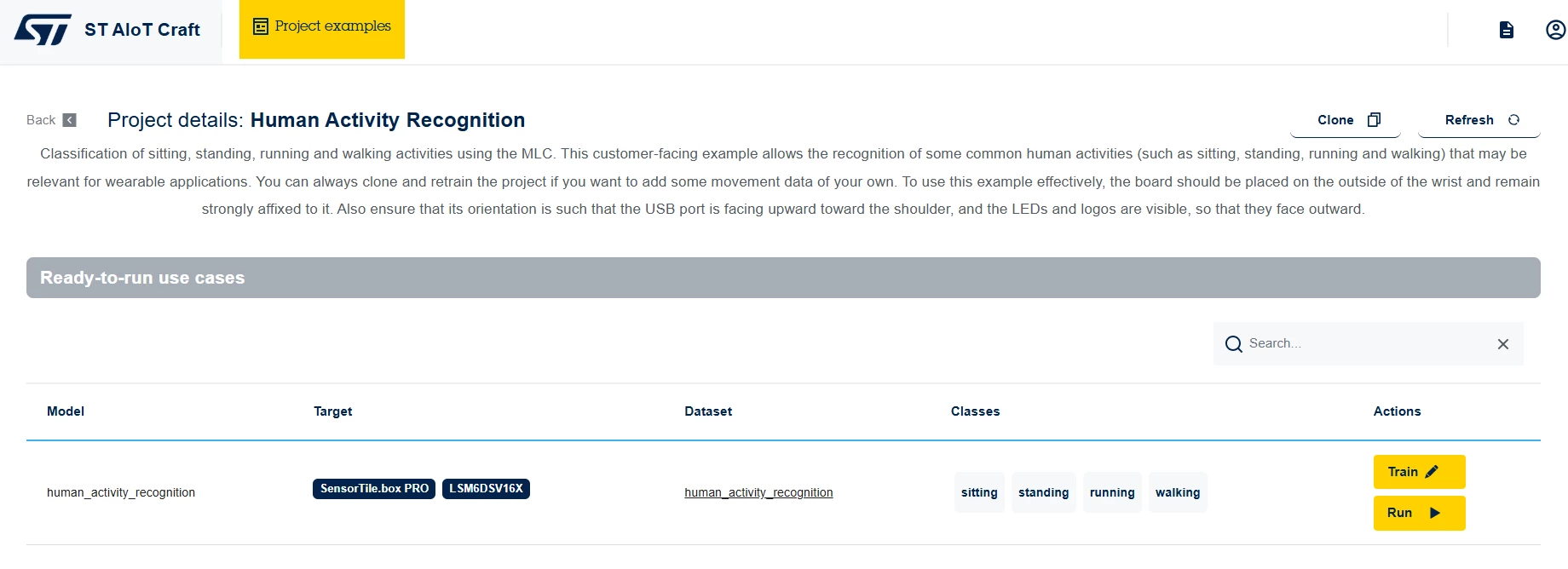 Figure 2: Human Activity Recognition: a ready-to-run use case