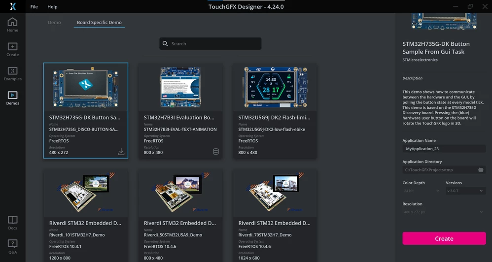 STM32H735G-DK Board Specific Demo