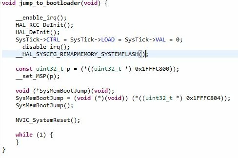 Can STM32 set it self to bootloader mode thru software | Community