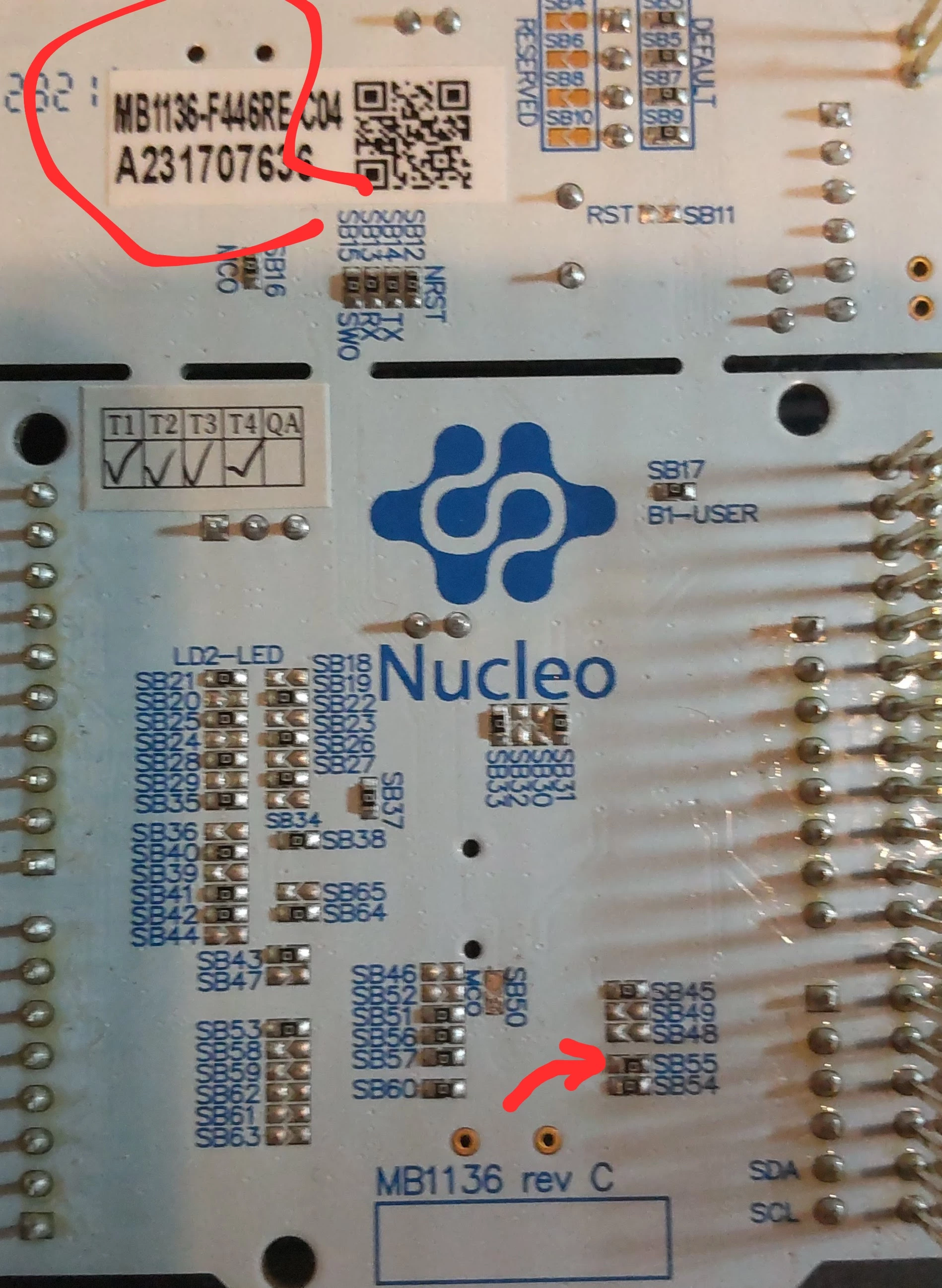 NucleoF446 has SB54 soldered