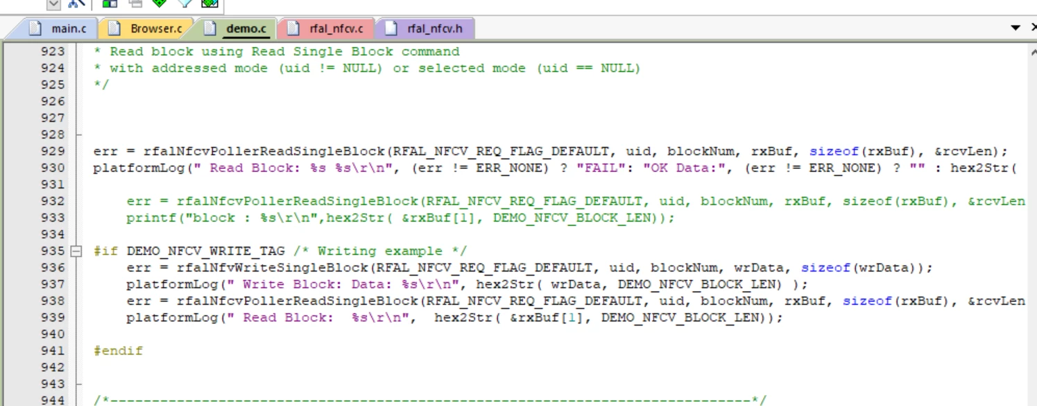 Run the ST25R3911 command to read NFCV data. The return value of err is ...