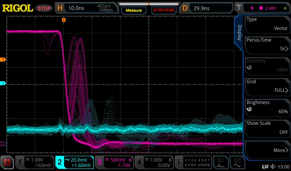Comp HW output on falling edge with maximum GPIO slew rate