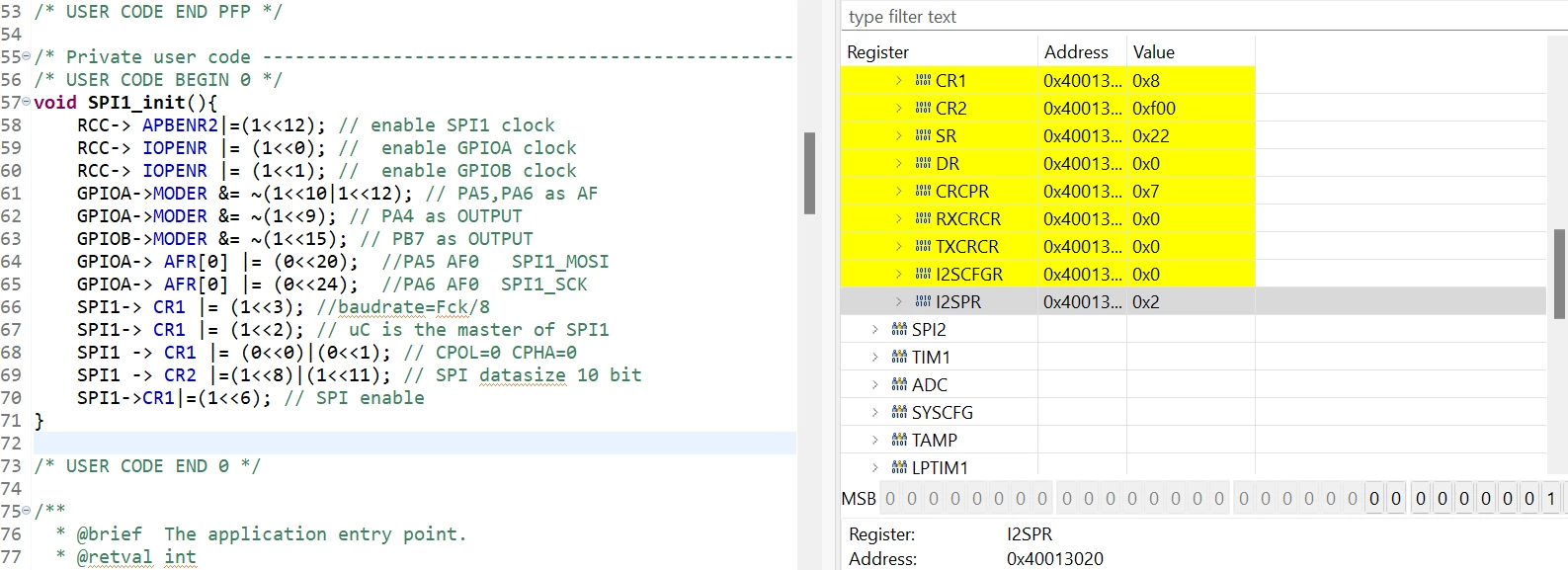 SPI1 initialization without HAL | Community