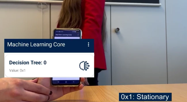 Figure 5: Stationary class is detected by the wearable application.