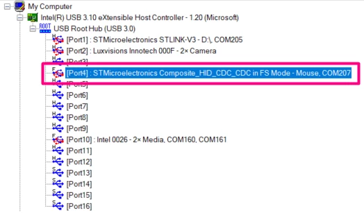 Figure 16. Composite Device recognized by host - USB Tree View