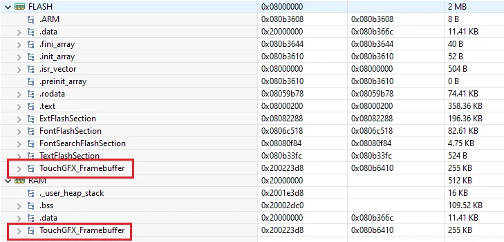 Frame Buffer is allocated in both RAM and Flash | Community